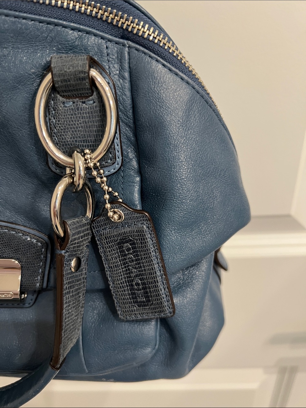 Coach 19296 Kristin Blue Leather Crossbody Satchel - Picture 6 of 16